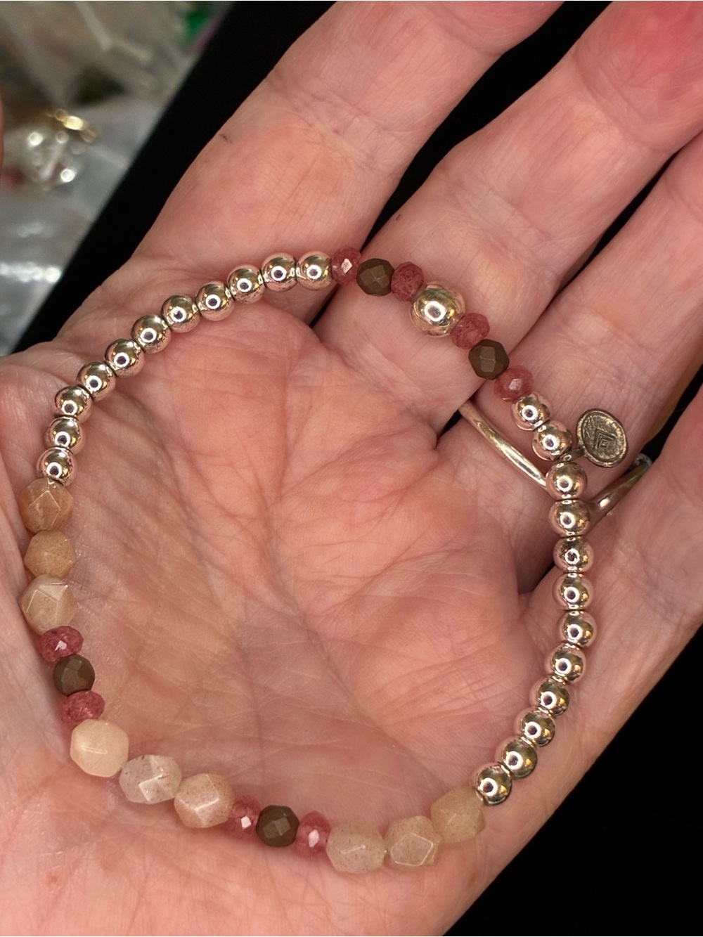 Silpada’s Delicate Pink and Gold Beaded Stretch Bracelet